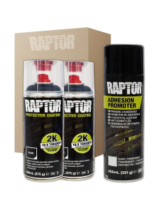 2 X Spray Pintura Raptor 2K Negro + Imprimación Plásticos