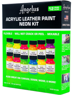Set Pintura Para Cuero Angelus Neón Kit 12 Colores