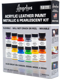 Set Pintura Para Cuero Angelus Metalizados Y Perlados Kit...