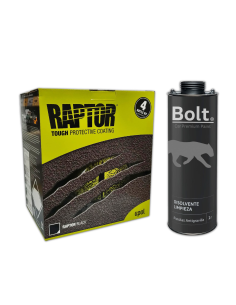 Pintura Raptor 2K Kit Negro 4 Lt + Disolvente Limpieza 1 Lt