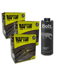 3 X Pintura Raptor 2K Kit Negro 4 Lt + Disolvente Limpieza
