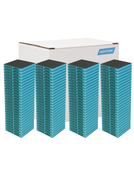 Caja 100 Esponjas Lija Doble Cara Norton Ultra Fina 120X98X12 Mm