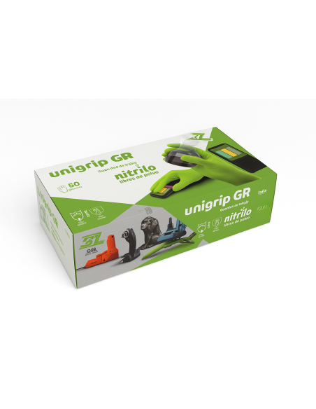 Pack 10 Cajas Guantes De Nitrilo Texturizado Unigrip GR 50 Uds.
