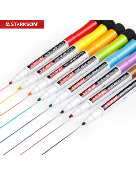 SET 8 Rotuladores Pizarra Blanca con Borrador Starkson