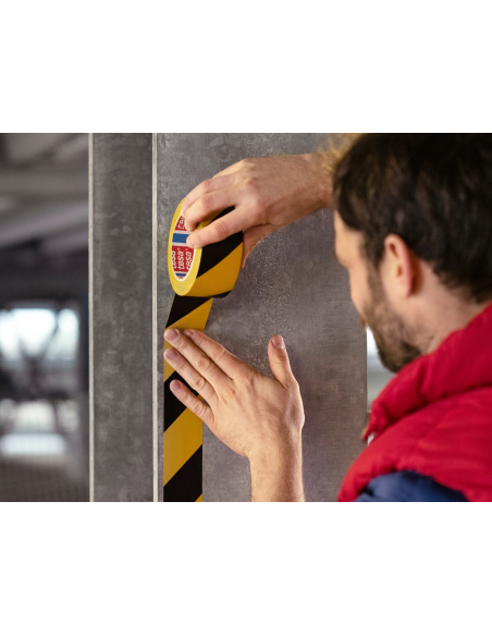 Tesa Cinta Adhesiva Señalización Signal Premium  50 mm x 60 mts Roja - Blanca