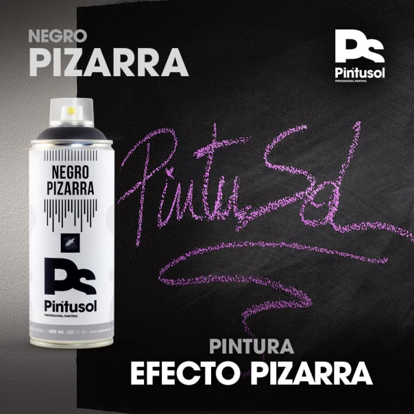 Spray Pintura Efecto Pizarra Negro Mate Pintusol 400 Ml
