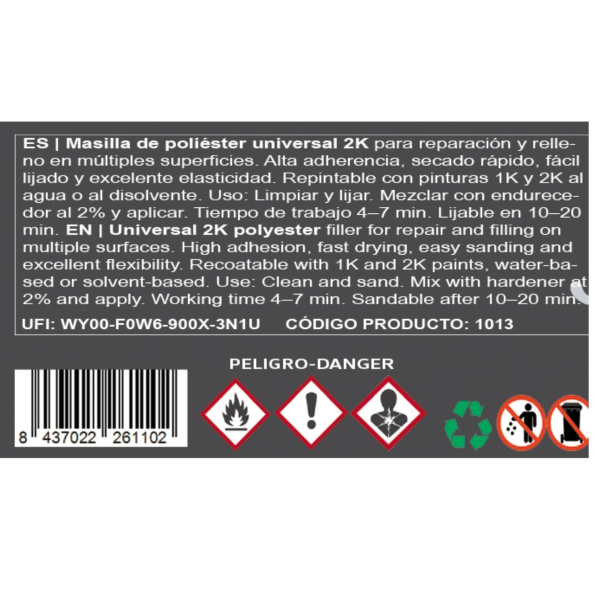 Masilla Poliéster Universal Bolt 250 Gr