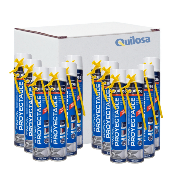Caja 12 uds Espuma PU De Aislamiento Bajo Mdi Proyectable Manual Quilosa 700 Ml