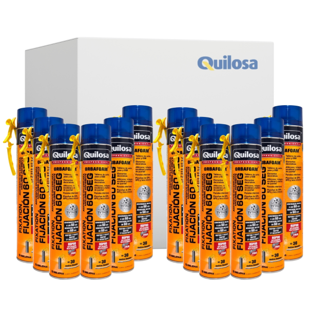 Caja 12 Uds. Espuma Fijación 60 Segundos Manual Quilosa 750 Ml