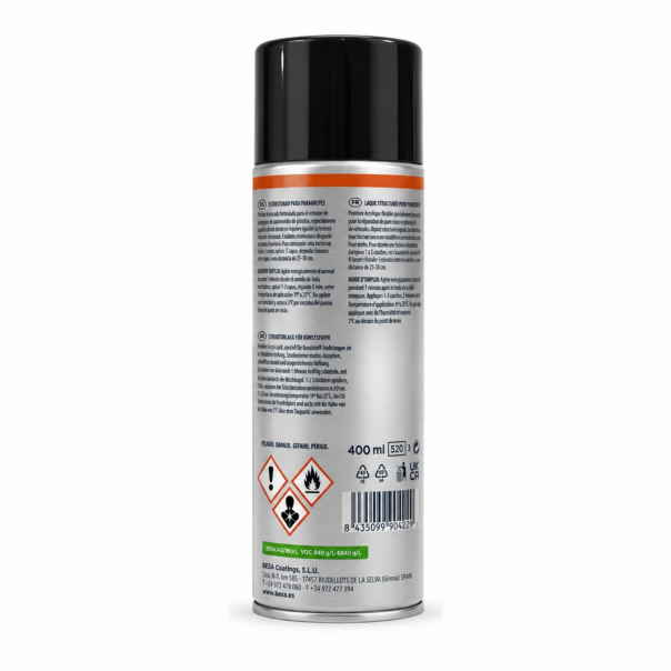 Spray Pintura Texturizada Para Plásticos Negro Urkiplast 400 Ml