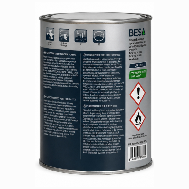 Pintura Texturizada Para Plásticos Negro Urkiplast 1 Lt
