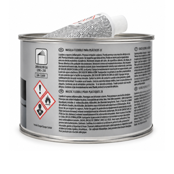 Masilla Elástica Para Plásticos 2C Masiflex Gris Ral 7024 1 Kg