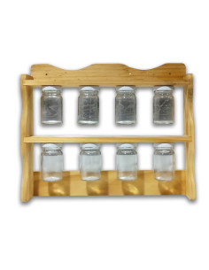 Lote Mueble Especiero Y Cubiertos Madera